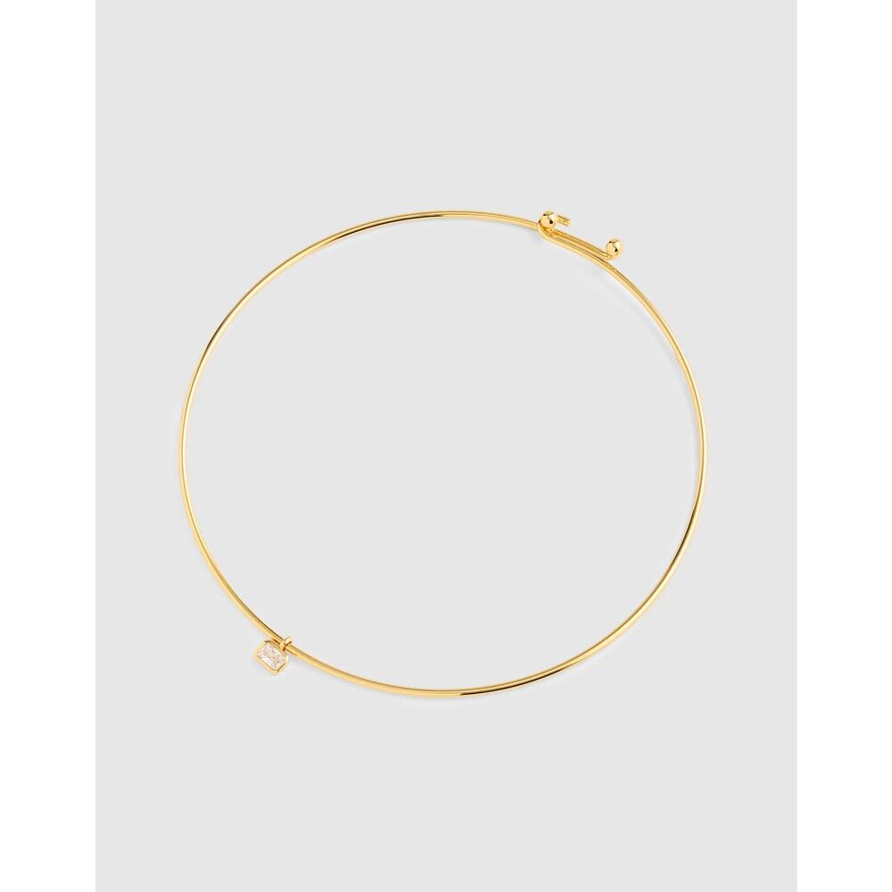 Madewell Horse Shoe Charm Wire Choker Necklace Antique Gold One Size NWT - Picture 5 of 12